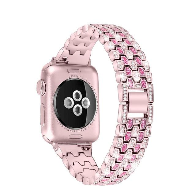 Watchbands Rose pink-Rose red / 38mm Women Diamond Band For Apple Watch 40mm 44mm 38mm 42mm Glitter Metal Bracelet Strap For Apple watch 6 strap SE series 5 4 3 2 1|Watchbands