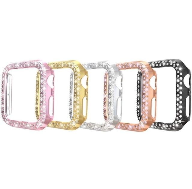 Watch Cases China / Combination 4 / 44mm Case for Apple Watch Cover Series 5 4 3 2 1 38MM 42MM Cases Plated Hard Bumper Bling Crystal Diamonds Glitter Frame Protective|Watch Cases
