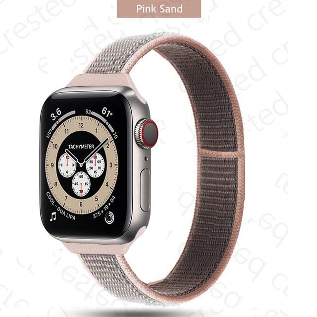 Watchbands 1 pink sand / 38mm-40mm Slim Strap for Apple watch band 44mm 40mm 42mm 38mm smartwatch wristband Nylon Sport Loop bracelet iWatch series 5 3 4 se 6 band|Watchbands|