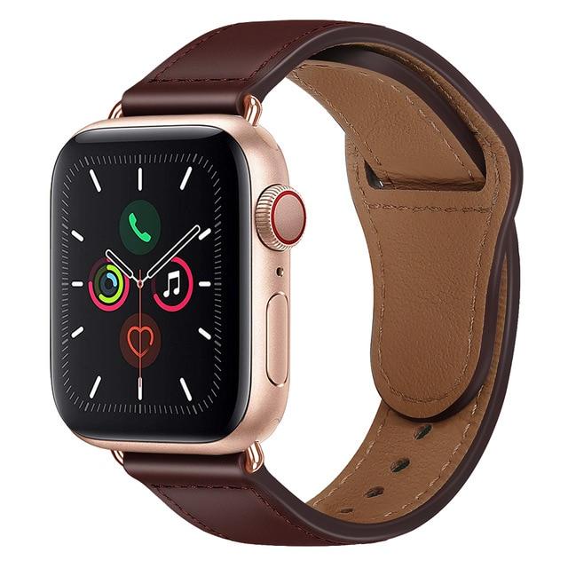 Watchbands R Red Brown / 38mm or 40mm Genuine Leather strap For Apple watch band 44 mm 40mm for iWatch 42mm 38mm bracelet for Apple watch series 5 4 3 2 38 40 42 44mm|Watchbands|