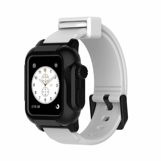 Watchbands White Black case / 44mm  series 5 4 Waterproof strap for apple Watch 5 band 44mm 40m iWatch band 42mm Full Protector case+Luminous bracelet for apple watch 3 4 38mm|Watchbands|