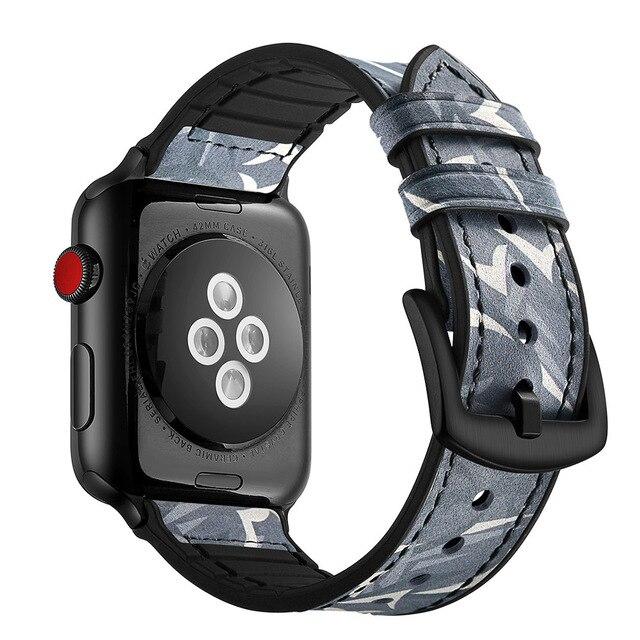 Watchbands Thorns black / 38mm 40mm Silicone Leather strap For Apple watch band apple watch 4 3 44mm 40mm iwatch band series 4/3/2/1 42mm 38MM camouflage bracelet|Watchbands|