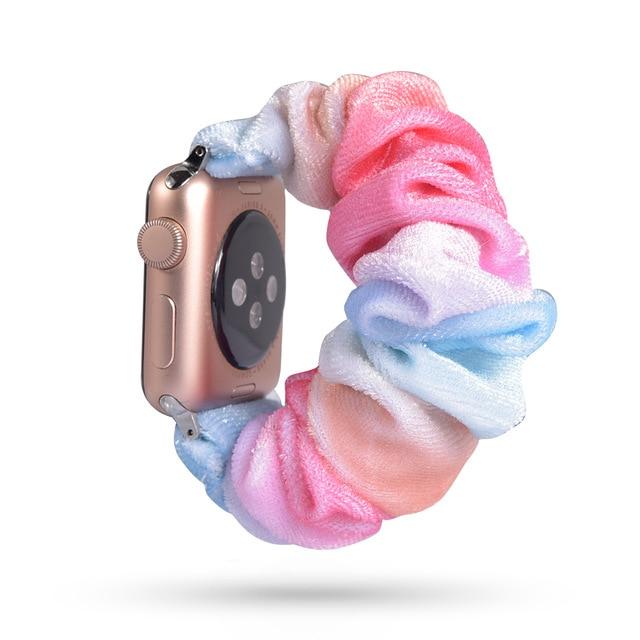 Watchbands 31 Pink Blue / 38mm or 40mm Scrunchie Elastic Watch Straps for iwatch Bracelet 6 5 4 3 40 44mm Watchband for Apple Watch 6 5 4 3 2 38mm 42mm Band Christmas|Watchbands