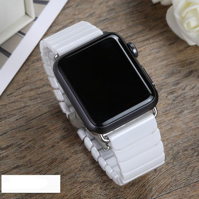 Ceramic Strap for Apple Watch Band 44mm 40mm 42mm 38mm Accessories Stainless Butterfly buckle bracelet iWatch series 6 se 5 4 3
