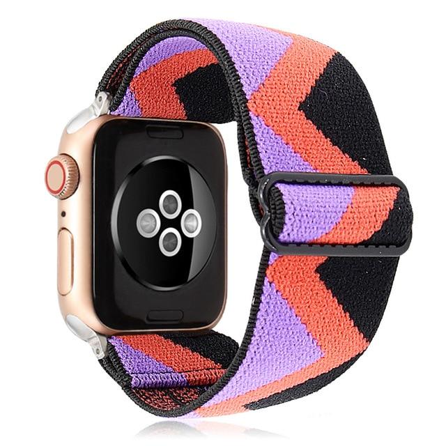 Watchbands boho purple / 38mm 40mm Scrunchie Elastic Band Adjustment Strap for Apple Watch Strap 38 40 42 mm 44mm Nylon Loop For iwatch 5/4/3 2 Women Watch Band|Watchbands|