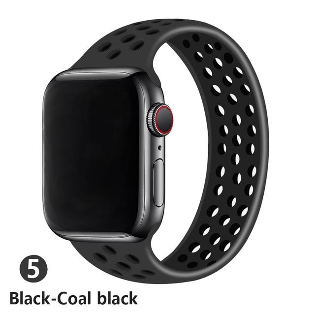 Watchbands black coal black / 38mm or 40mm / S Strap for Apple Watch Band 44mm 40mm 38mm 42mm watchbands Elastic Belt Silicone bracelet Solo loop for iWatch Series 3 4 5 SE 6|Watchbands|