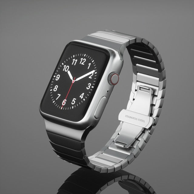 Premium Steel Luxury Strap for Apple Watch Band Series 7 6 5 Link Bracelet Butterfly Buckle iWatch 38mm 40mm 41mm 42mm 44mm 45mm |Watchband|