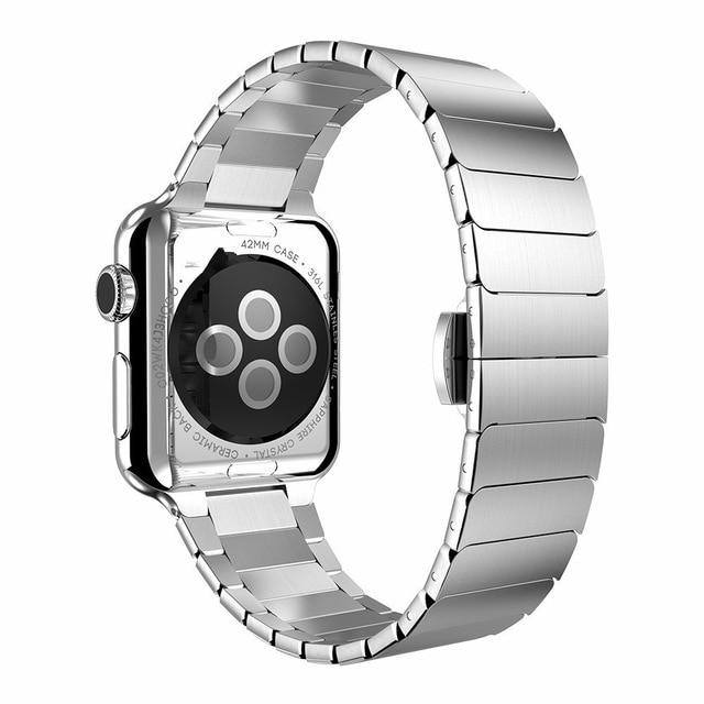 Watchbands Silver / 38mm or 40mm Blue Stainless Steel Link Bracelet Band for Apple Watch Series 6 SE 5 4 3 40mm 44mm For iwatch 6 5 WatchBand Strap Replacement|Watchbands|