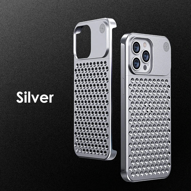 35％ Off | Luxury Metal Cooling Hollow Aluminum Phone Case For iPhone 13 12 14 15 Pro Max 15Plus Fragrance Rimless Heat Dissipation Cover