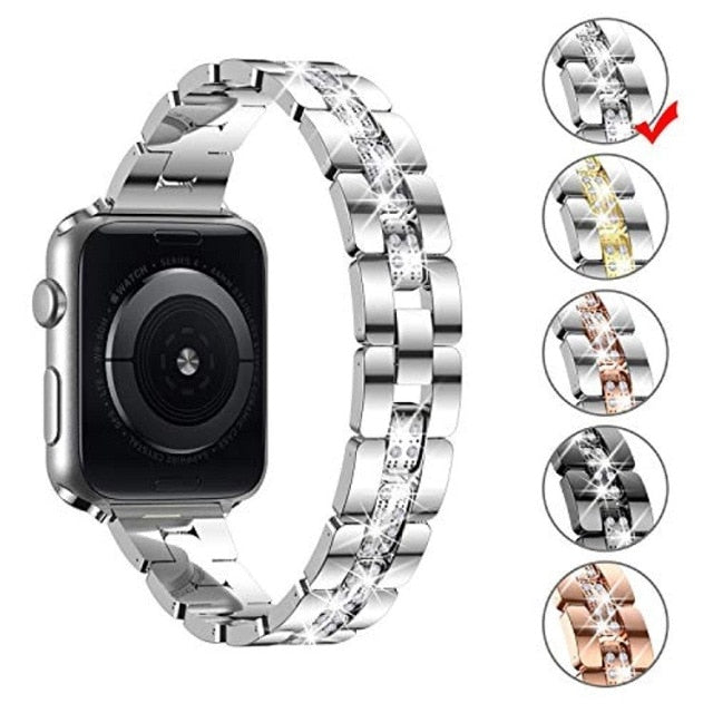 Apple Watch Series 7 6 5 4 High-Quality Metal Wristband Strap Diamond