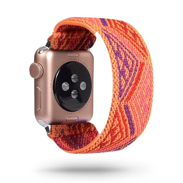 Watchbands boho orange / 38mm / 40mm S-M Bohemia Elastic Nylon Loop Strap for Apple Watch Band 38mm 40mm 42mm 44mm Iwatch 5/4/3 2 Man Women Watch Band for Apple Band|Watchbands