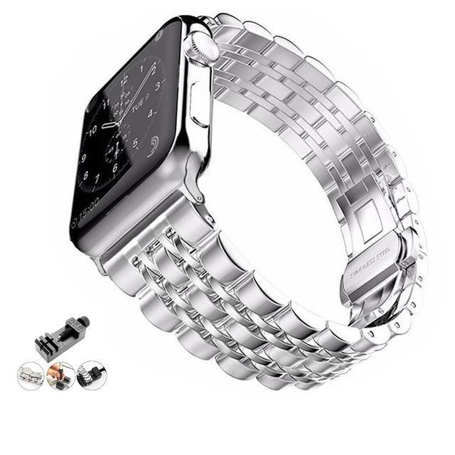 Watchbands Silver w/ Tool / 38mm or 40mm Copy of High Quality Metal steel Apple Watch band Strap, 38mm 40mm 42mm 44mm