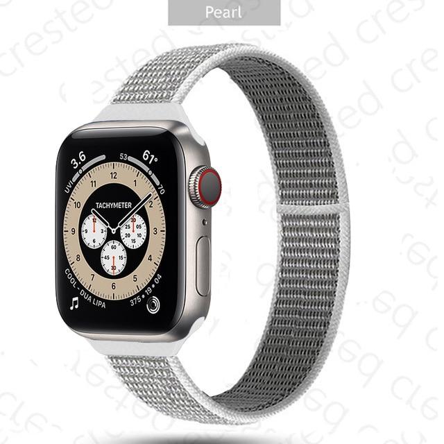 Watchbands 2 Pearl / 38mm-40mm Slim Strap for Apple watch band 44mm 40mm 42mm 38mm smartwatch wristband Nylon Sport Loop bracelet iWatch series 5 3 4 se 6 band|Watchbands|