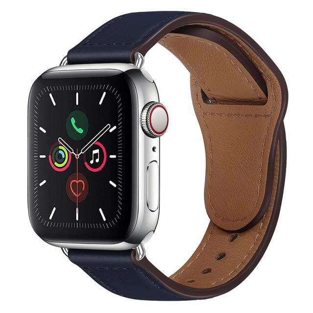 Watchbands S Blue / 38mm or 40mm Genuine Leather strap For Apple watch band 44 mm 40mm for iWatch 42mm 38mm bracelet for Apple watch series 5 4 3 2 38 40 42 44mm|Watchbands|