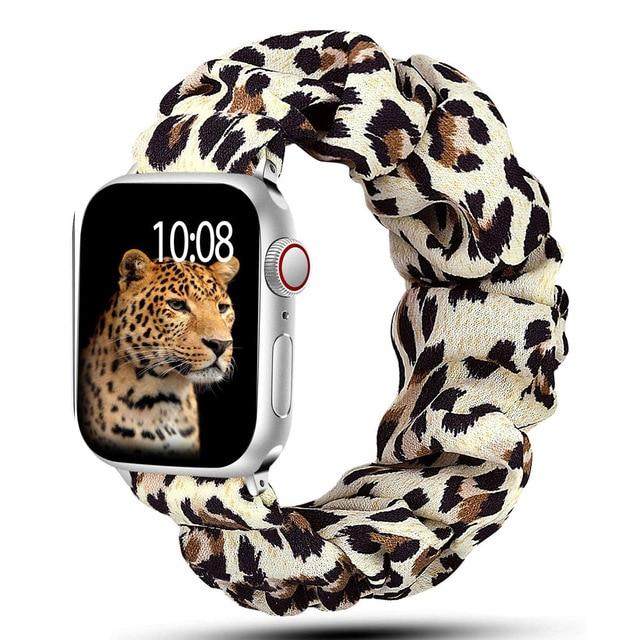 Home Cheetah / 38mm or 40mm / S   (119mm-160mm) Scrunchie Strap For Apple watch band 40mm 44mm 42mm 38mm 42 mm Elastic Nylon bracelet Solo Loop iWatch series 6 5 4 3 se band| |