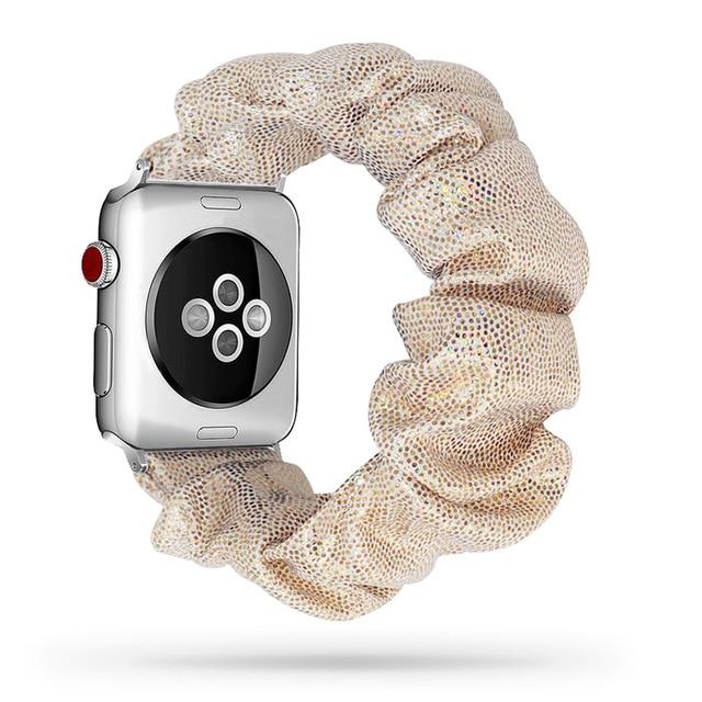 Watchbands Beige-Flash / 38mm or 40mm Scrunchie Elastic Watch Straps for iwatch Bracelet 6 5 4 3 40 44mm Watchband for Apple Watch 6 5 4 3 2 38mm 42mm Band Christmas|Watchbands