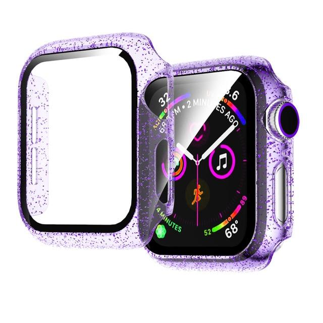 Watch Cases Purple / 38mm Glass Cover For Apple Watch Case iWatch 44mm 40mm 42mm 38mm Accessories Jelly Bumper iWatch Screen Protector series 6 5 4 |Watch Cases|