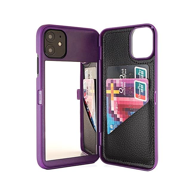 Flip Cases for iphone 6 6S / Purple W7ETBEN Card Slot Wallet Make Up Mirror Back Cover Flip Case for iPhone 12 Mini 12 SE2 XS Max XR X 6 6S 7 8 Plus 11 12 Pro Max|Flip Cases|