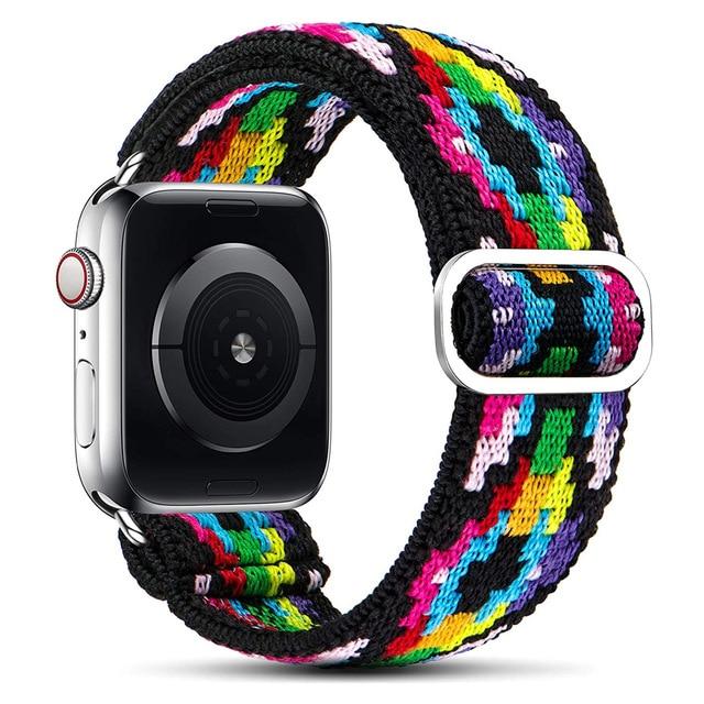 Watchbands Bohemia multicolor / 38mm or 40mm Scrunchie Strap for Apple watch band 40mm 38mm 44mm 42mm Bohemia Elastic belt solo loop bracelet iWatch series 3 4 5 se 6 band|Watchbands