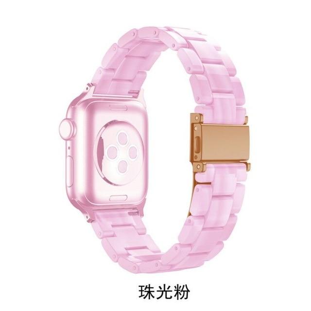 Watchbands dark pink / 42mm or 44mm Resin Watch strap for apple watch 5 4 band 42mm 38mm correa transparent steel for iwatch series 5 4 3/2/1 watchband 44mm 40mm|Watchbands