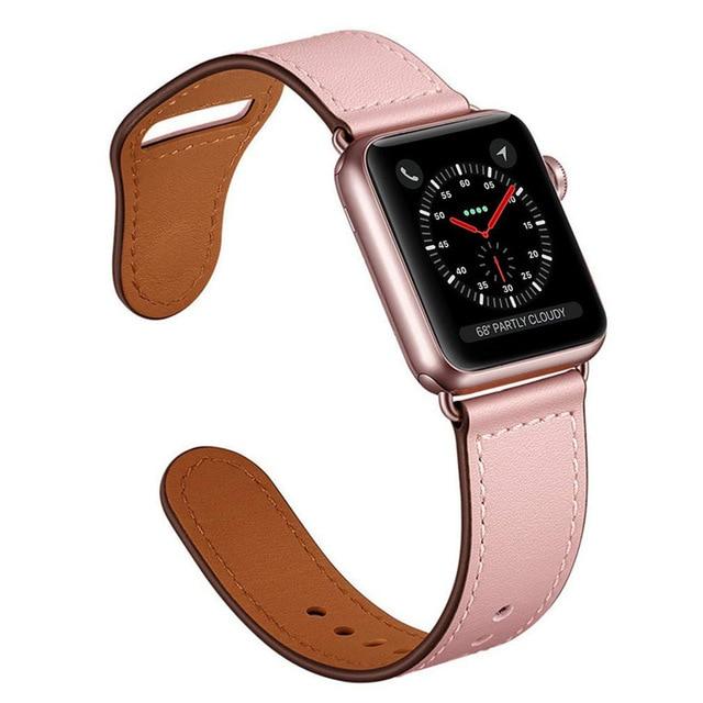 Watchbands R rose / 38mm or 40mm Leather strap For Apple watch band 44mm 40mm iWatch band 42mm 38mm Genuine Leather belt bracelet Apple watch series 5 4 3 2 SE 6|Watchbands|