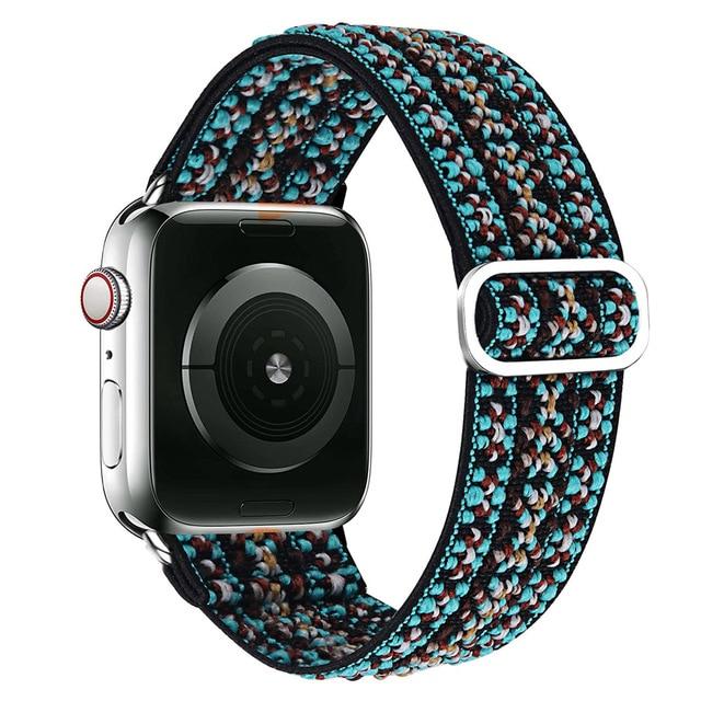 Watchbands Bohemia  green / 38mm or 40mm Scrunchie Strap for Apple watch band 40mm 38mm 44mm 42mm Bohemia Elastic belt solo loop bracelet iWatch series 3 4 5 se 6 band|Watchbands