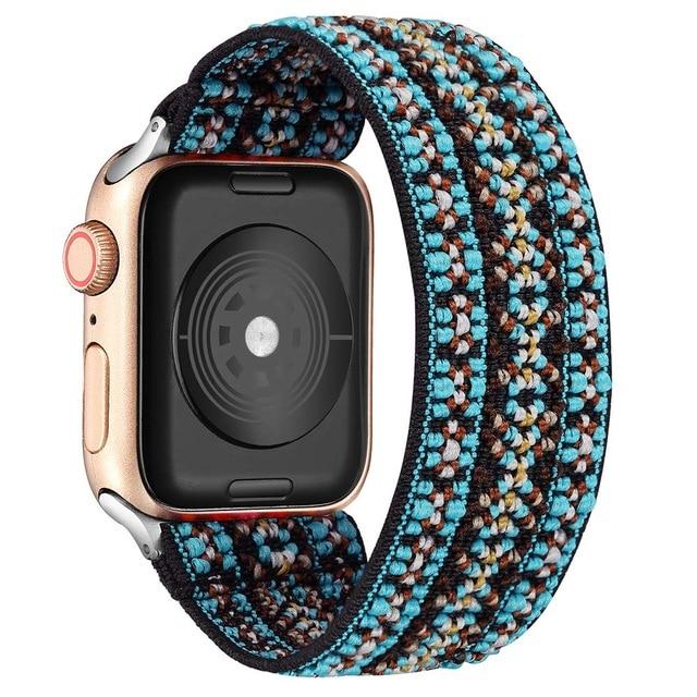 Watchbands Bohemia  green / 38mm or 40mm Scrunchie Strap for Apple watch band 40mm 38mm 44mm 42mm Bohemia Elastic belt solo loop bracelet iWatch series 3 4 5 se 6 band|Watchbands|