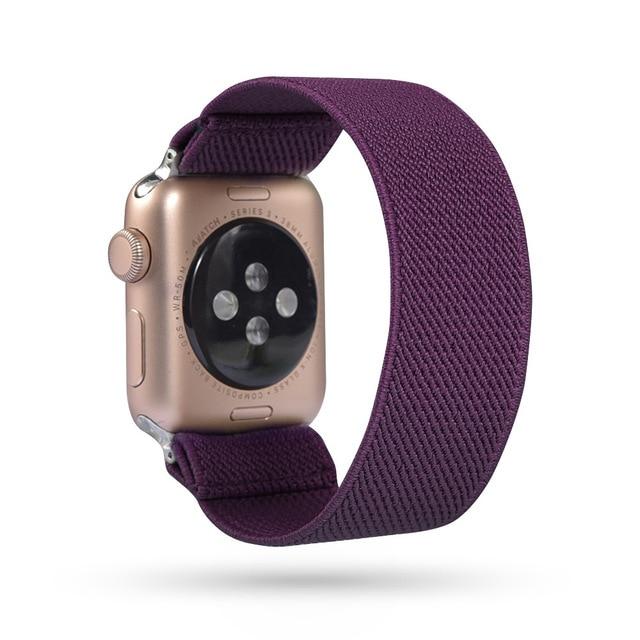 Watchbands dark purple / 38mm 40mm S-M Elastic Nylon Solo Loop Strap for Apple Watch Band 6 38mm 40mm 42 mm 44 mm for Iwatch Series 6 5 4 3 2 Watch Replacement Strap|Watchbands|