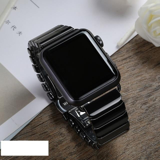 Ceramic Strap for Apple Watch Band 44mm 40mm 42mm 38mm Accessories Stainless Butterfly buckle bracelet iWatch series 6 se 5 4 3