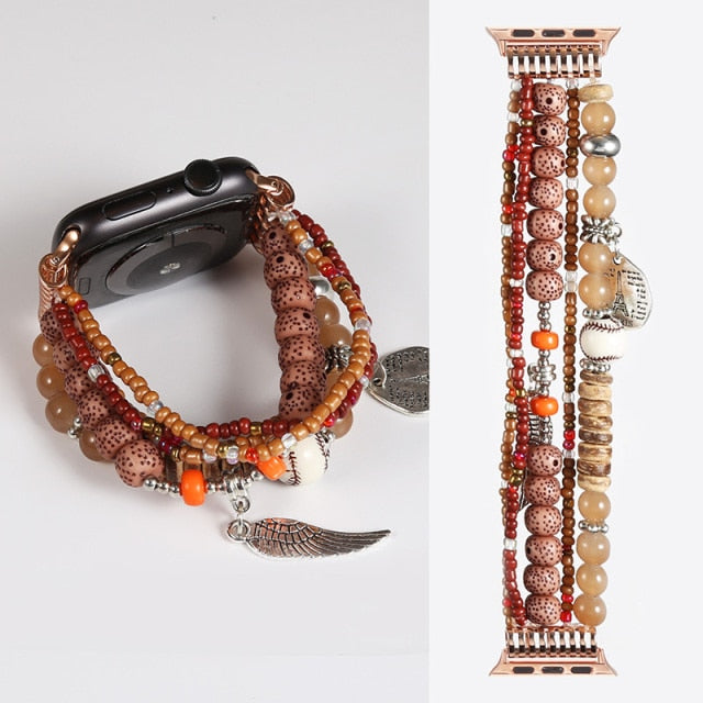 Beads Strap for Series 8 7 6 5 Women Jewelry loop Bracelet Watchbands