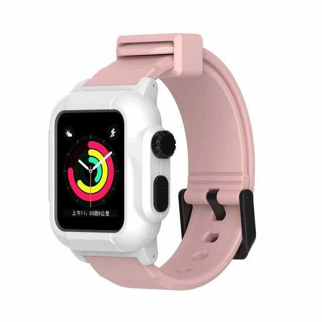 Watchbands Pink White case / 44mm  series 5 4 Waterproof strap for apple Watch 5 band 44mm 40m iWatch band 42mm Full Protector case+Luminous bracelet for apple watch 3 4 38mm|Watchbands|