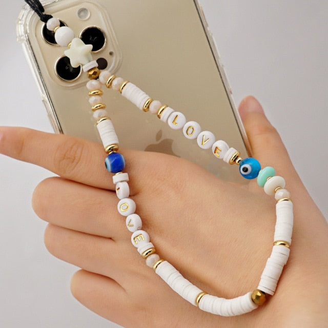 Hello Kitty Beaded Charm Mobile Phone Wrist Strap