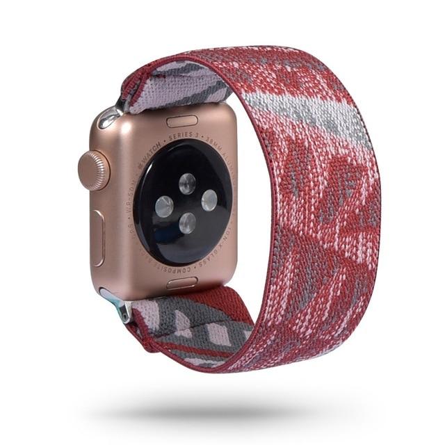 Watchbands Ethnic Red w silver / 38mm / 40mm African orange ethnic tribal exotic pattern apple watch band straps 38 40 42 44 mm series 5 4 3 2 1, simple watchbands design for him/her