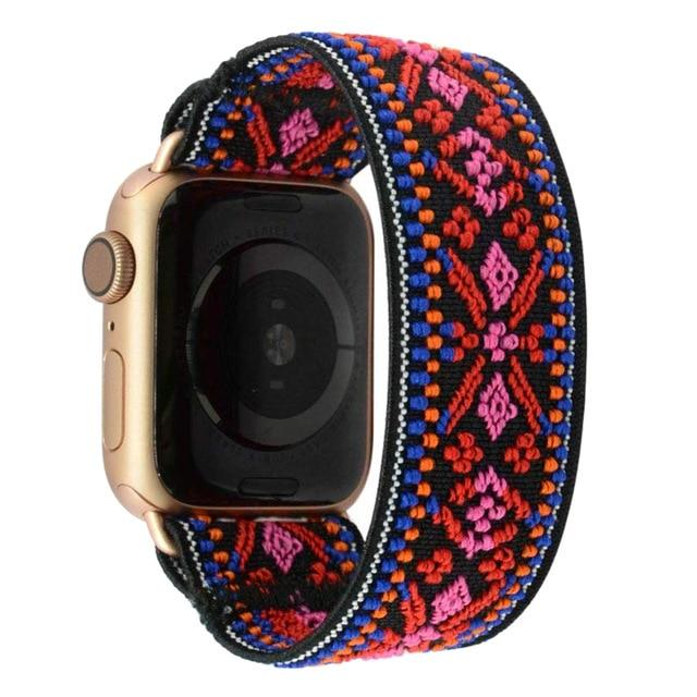 Watchbands 38mm / 40mm Floral flower red pink black Boho bohemian Watch Band for Apple Men Women