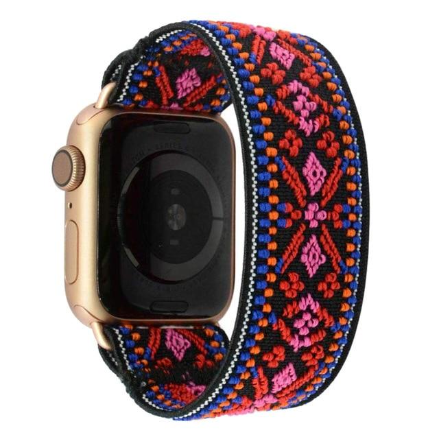 Watchbands Red / Rose gold / 38mm / 40mm African orange ethnic tribal exotic pattern apple watch band straps 38 40 42 44 mm series 5 4 3 2 1, simple watchbands design for him/her