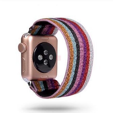 Watchbands Rainbow w silver / 38mm / 40mm Copy of Colorful rainbow geometric aztec designer pattern thin loop apple watch band straps 38 40 42 44 mm series 5 4 3 2 1