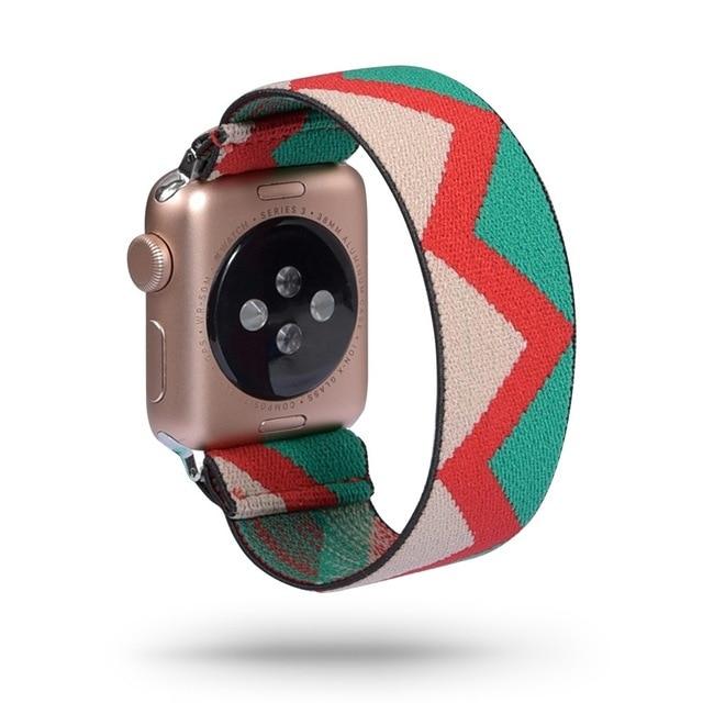 Watchbands 38mm / 40mm Neon red green ethnic pattern artistic design Men Women Watch Band for Apple