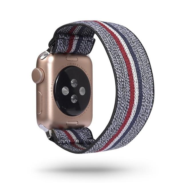 Watchbands Navy w silver / 38mm / 40mm Neon red green ethnic pattern apple watch band straps 38 40 42 44 mm series 5 4 3 2 1