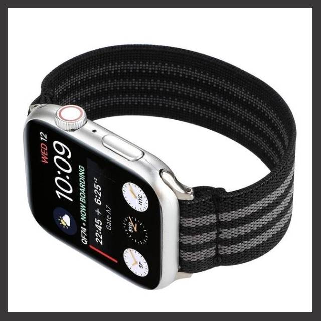 Watchbands Men Black grey line fitness stripe fashion design nylon elastic scrunch loop