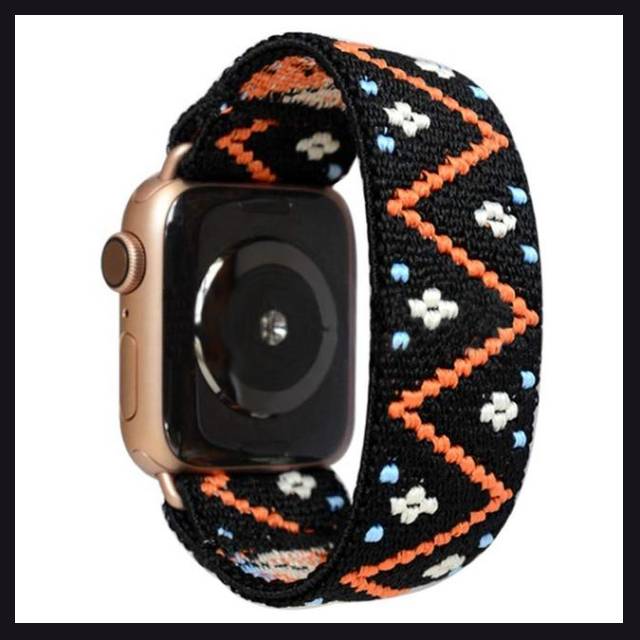 Watchbands Black orange ethnic simple designer geometric Watch Band for Men and Women