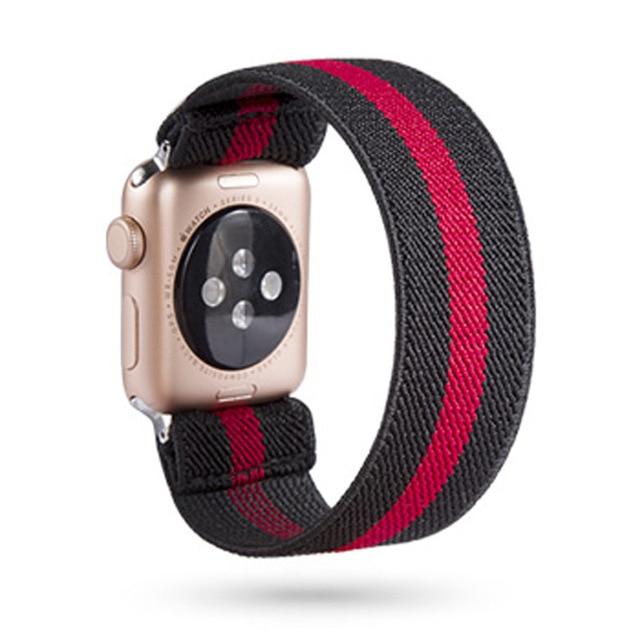 Watchbands Blk Red w silver / 38mm / 40mm Black red stripes simple cool punk design watch Band for Apple Men Women unisex