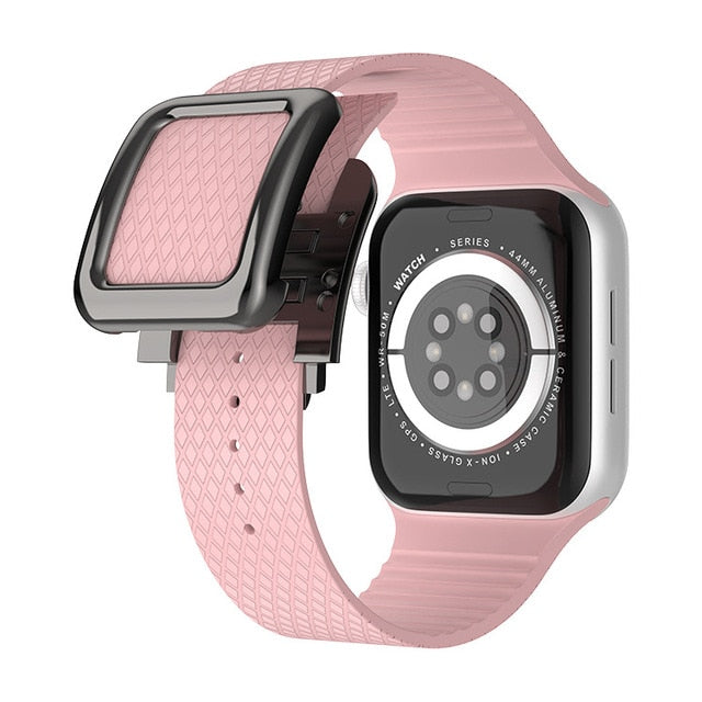 Mobigear Color - Bracelet Apple Watch Series 4 (40mm) en Silicone Souple  Fermeture à boucle - Rose 11-8412450-3 