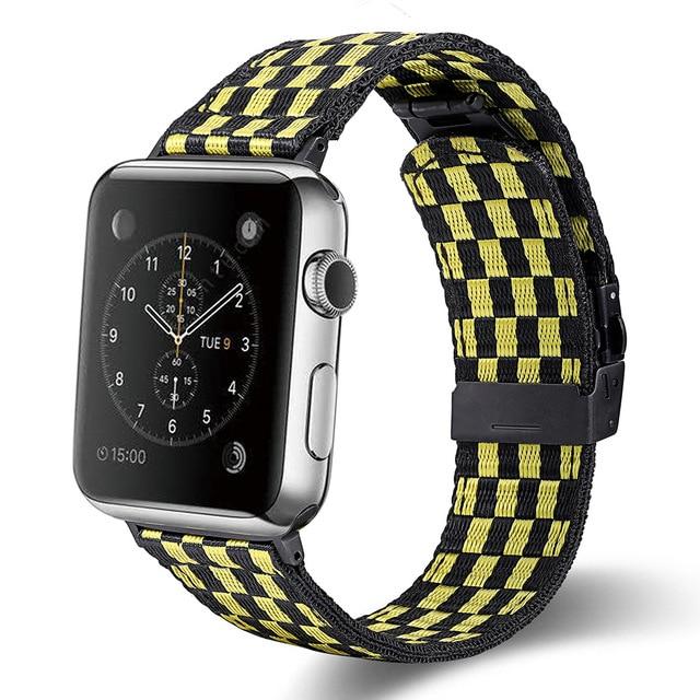 Watchbands black yellow / 38mm or 40mm nylon Watch band Strap for Apple Watchs 6 SE 5 44MM 40MM 42MM 38MM Loop Watchband Bracelet for Iwatch Series 6 5 4 3 2 1 Wirst|Watchbands|