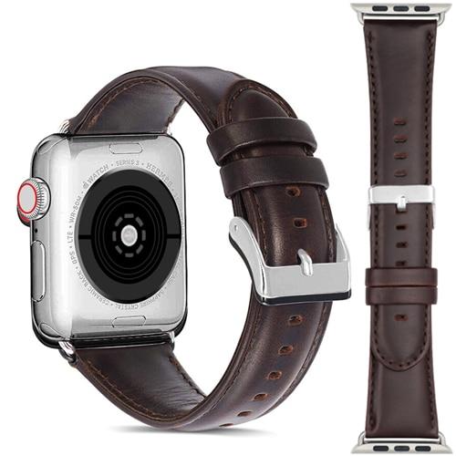 Watchbands Silver buckle [865] / 38mm Genuine Leather strap For Apple watch band 44mm 40mm correct iwatch 42mm 38mm bracelet watchband for apple Watch series 5 4 3|Watchbands|