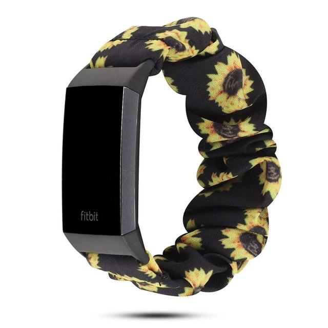 Watchbands sunflower / Fitbit Charge 3 Cheetah Spots Animal Print Pattern Beige Brown Watch Band For Fitbit Charge 4 3, Women Soft Elastic Sport Bracelet Scrunchy ladies Watchband