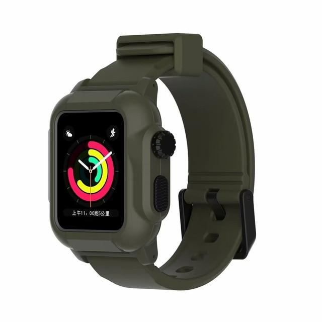 Watchbands Army Green / 44mm  series 5 4 Waterproof strap for apple Watch 5 band 44mm 40m iWatch band 42mm Full Protector case+Luminous bracelet for apple watch 3 4 38mm|Watchbands|
