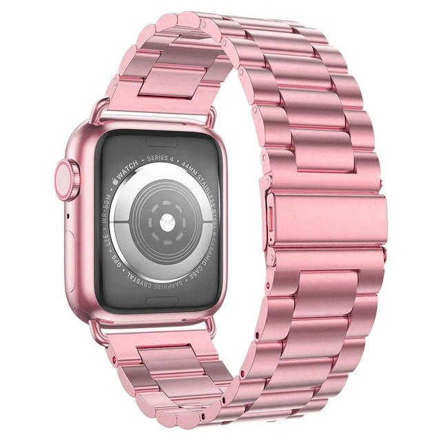 Watchbands rose pink / 38mm Luxury Stainless Steel Strap+case For apple watch 44/40mm 42mm 38mm band Metal bracelet for iWatch Series 6 SE 5 4 3 wrist belt|Watchbands|
