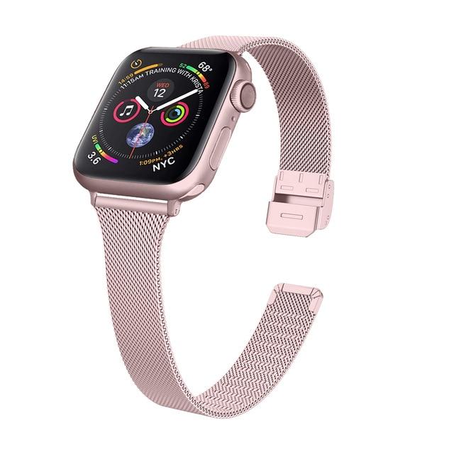 Watchbands rose pink / 38mm Women Slim Milanese Wristband, Apple Watch Band Series 6 5 4 Watchband