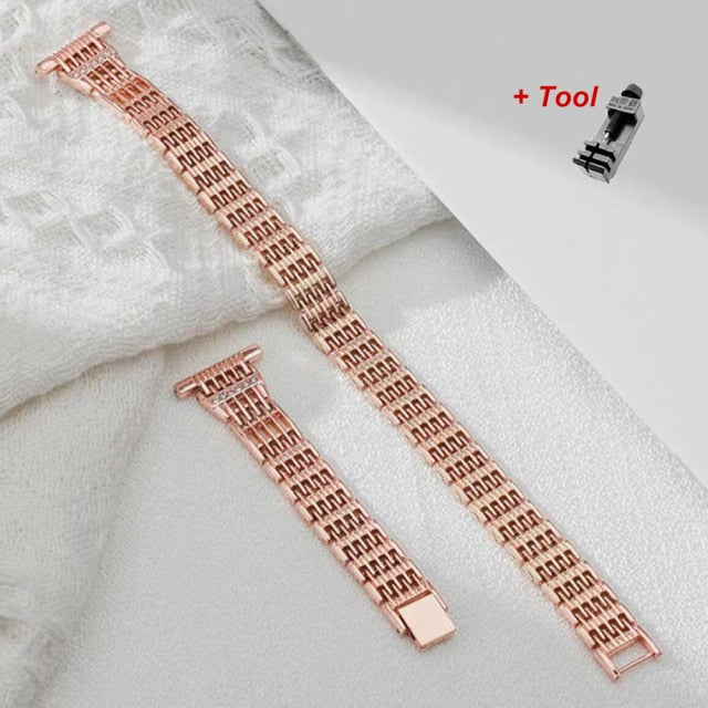 Steel Thin Strap for Apple Watch 7 6 Bracelet Double Chain Metal Slim