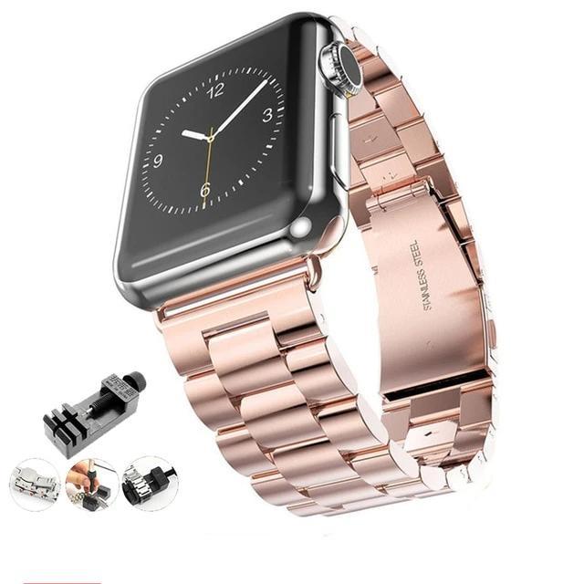 Watchbands Rose Gold w/ Tool / 38mm or 40mm Stainless Steel Strap for Apple Watch Series 6 5 4 Band 38mm 42mm Bracelet Sport Band for iWatch 40mm 44mm strap